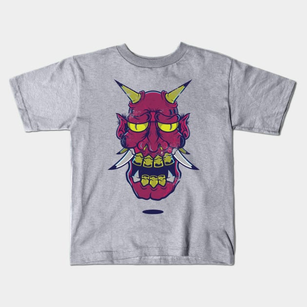 Oni Mask Design T-shirt STICKERS CASES MUGS WALL ART NOTEBOOKS PILLOWS TOTES TAPESTRIES PINS MAGNETS MASKS T-Shirt Kids T-Shirt by TORYTEE